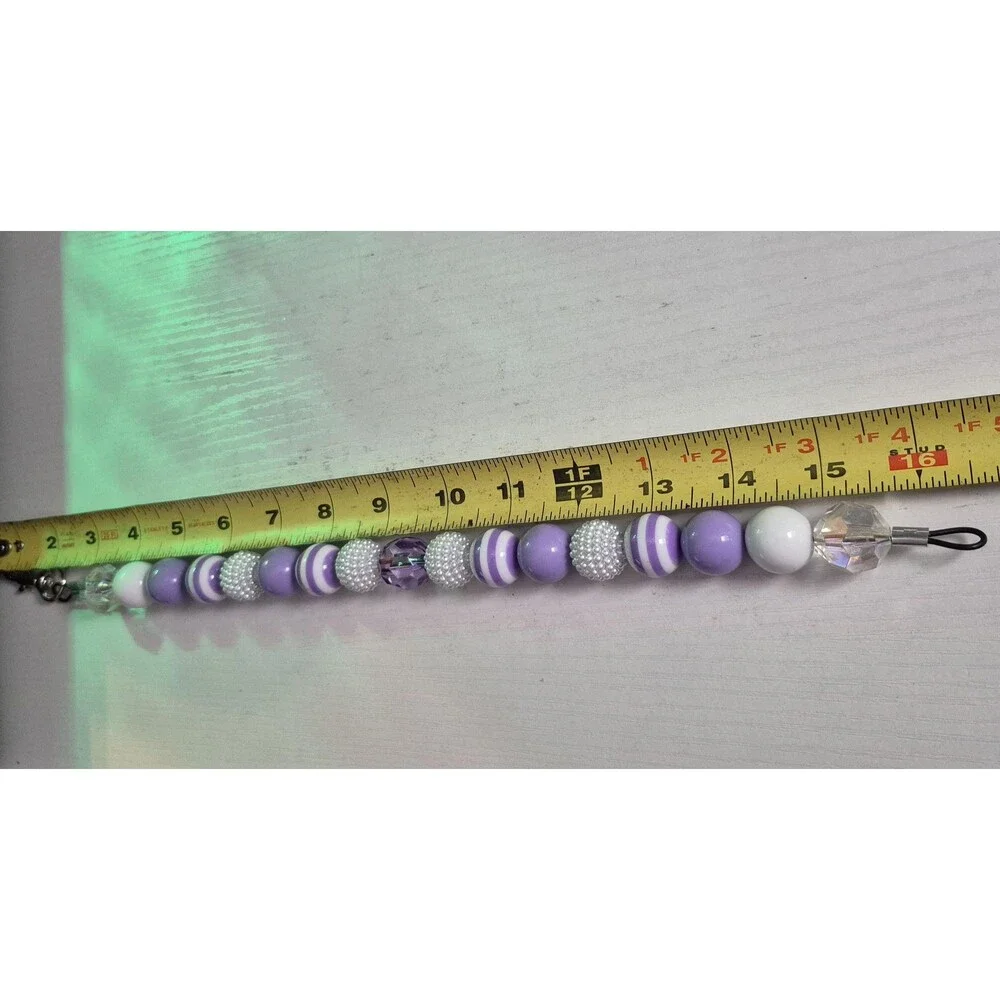 Handmade Purple Beaded Dog Puppy Collar Necklace Jewelry Durable Acrylic 16.5